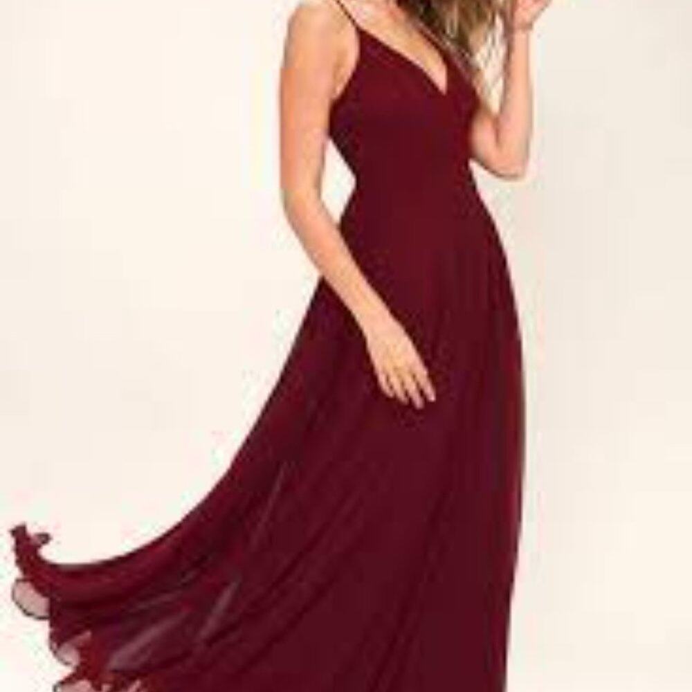 Lulus All About Love Wine Red Maxi Dress Event Size M - Picture 12 of 12